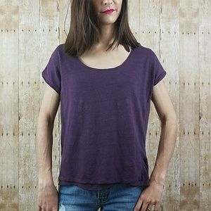 VINCE. Plum Linen & Silk Top